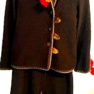 Small size Covelo black wool jacket and skirt